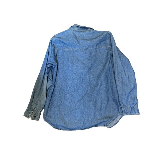 Vintage Christmas Denim Button Down Shirt Embroidered long Sleeve, Size L - Picture 2 of 10